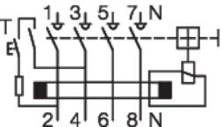 Διάγραμμα κυκλώματος Ρελέ διαρροής τύπου A και τύπου A Restart, 4P