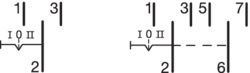 Διάγραμμα κυκλώματος Μεταγωγικοί διακόπτες 3 θέσεων (Ι-0-ΙΙ), 1P